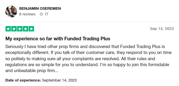 Funded-Trading-Plus-Trustpilot-Comment-2