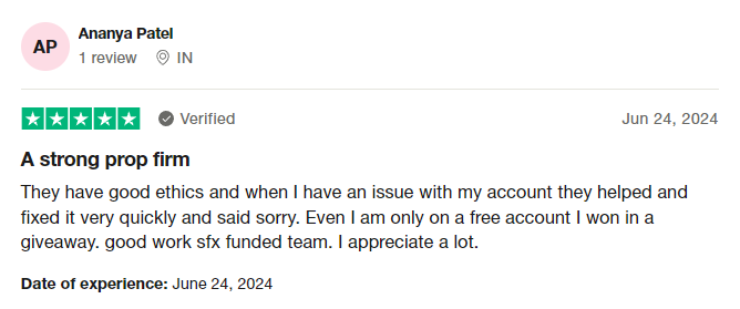 SFX-Funded-Trustpilot-Comment-1